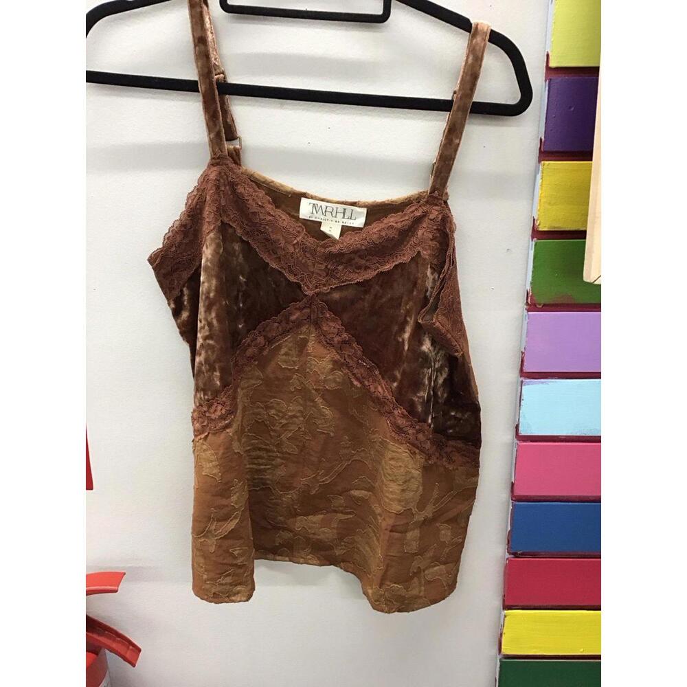 Twr hll Christie Brinkley size Medium brown velvety printed tank new from HSN